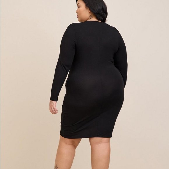❤️NWT VINTAGE TORRID MIDI DRESS CINCHED RUCHED BODYCON SUPER SOFT KNIT PLUS SIZE - Picture 2 of 12